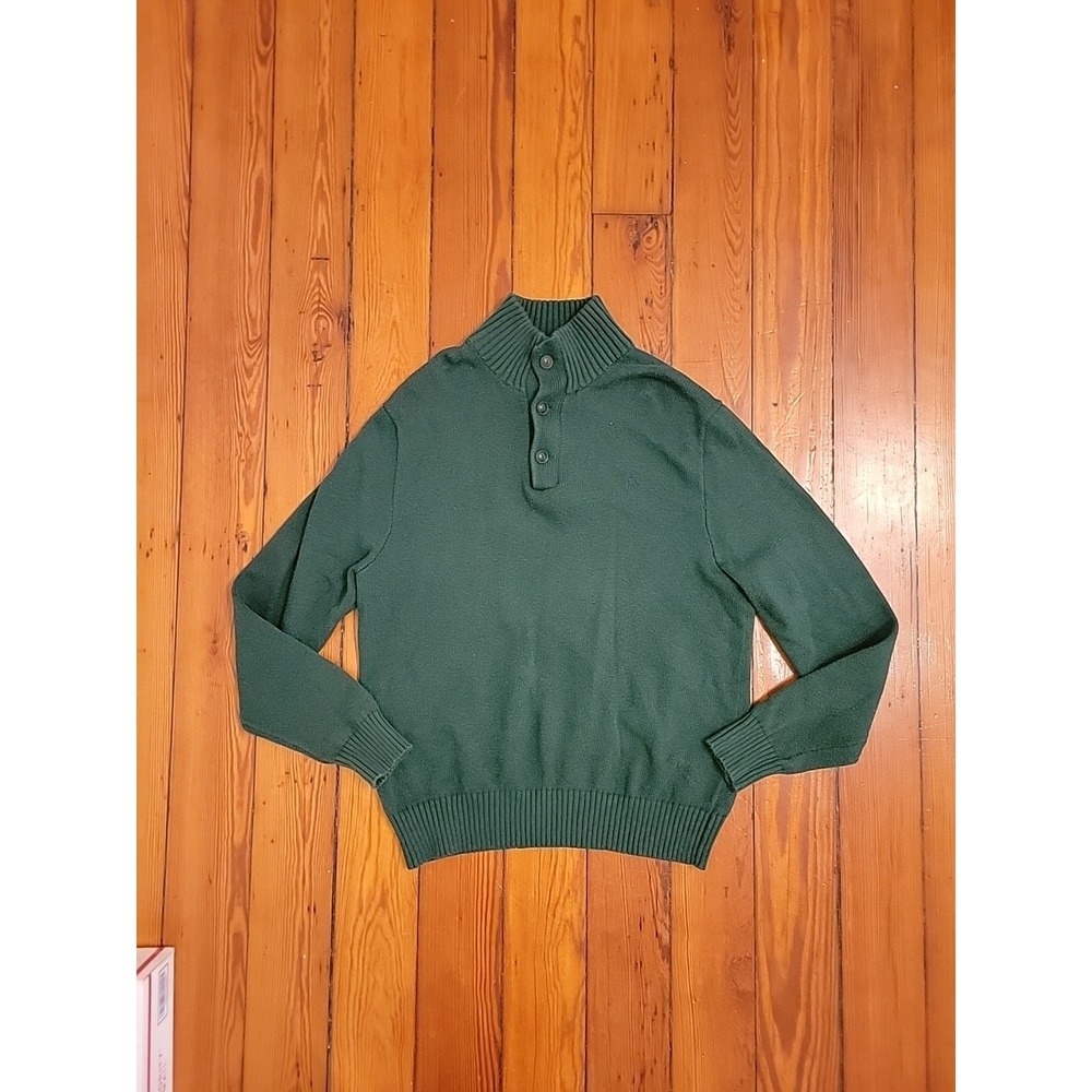 Polo Ralph Lauren Mock Neck Pullover Sweater Mens L Green Casual Layer Cotton